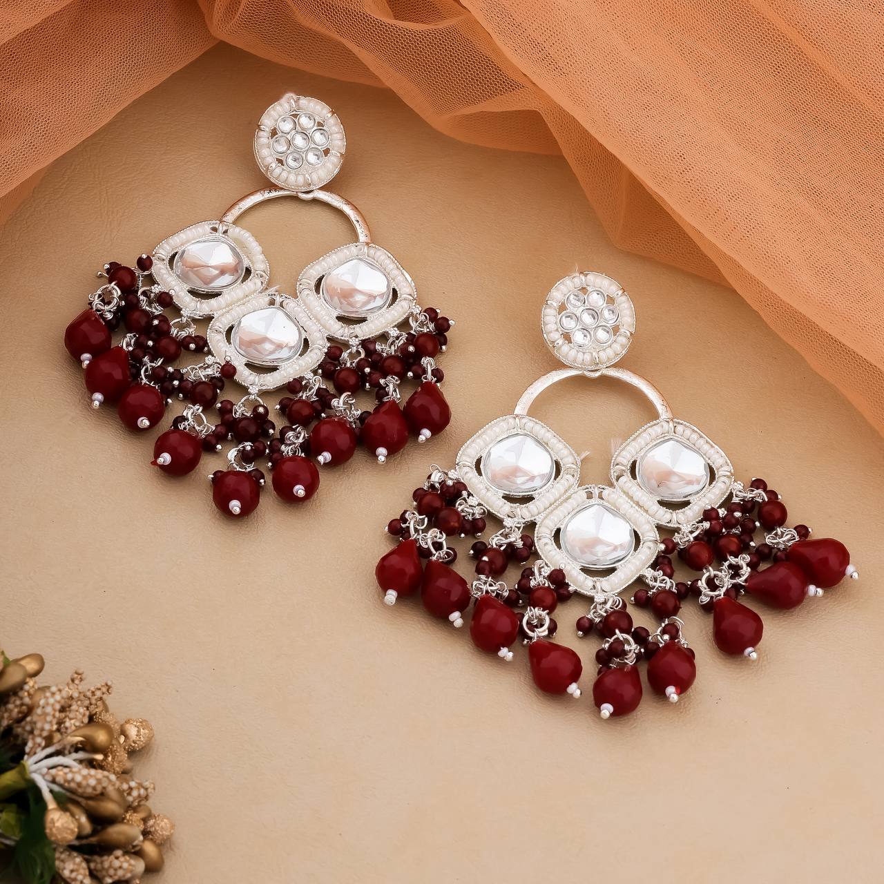 Maroon Earings For Women's