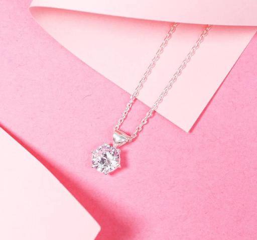 Women's Silver Chain Necklace With Diamond Pendant