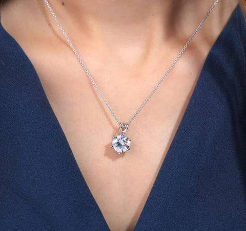 Women's Silver Chain Necklace With Diamond Pendant