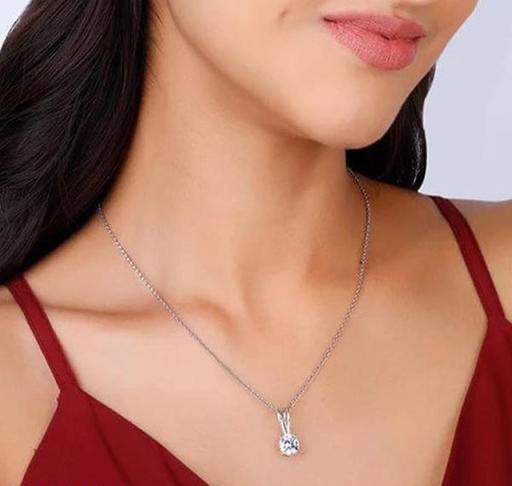 Women's Silver Chain Necklace With Diamond Pendant