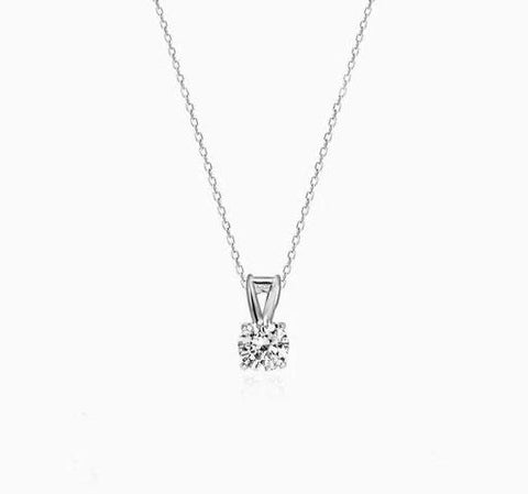 Women's Silver Chain Necklace With Diamond Pendant