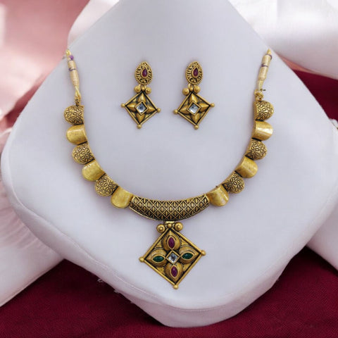 Matte Golden Necklace (Hasadi) Set For Women's