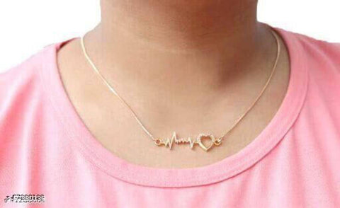 Gold Heart Beat Pendant with Chain For Girl's and Women's